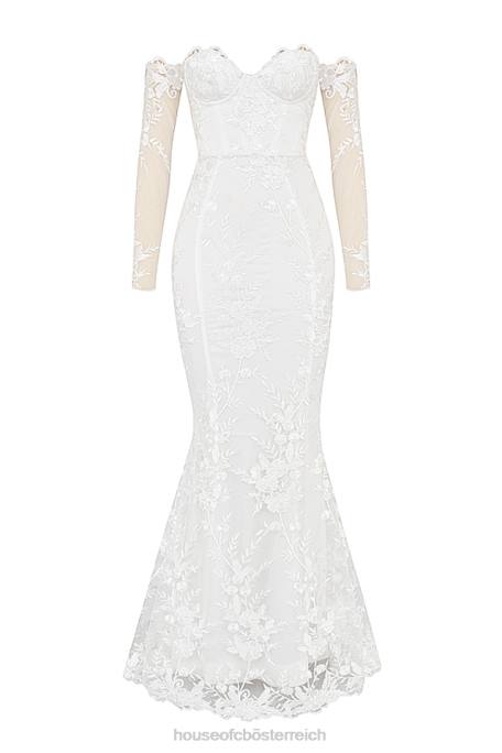 House of CB Hochzeiten Z26T1139 Isabelle weißes Spitzen-Brautkleid mit langen Ärmeln