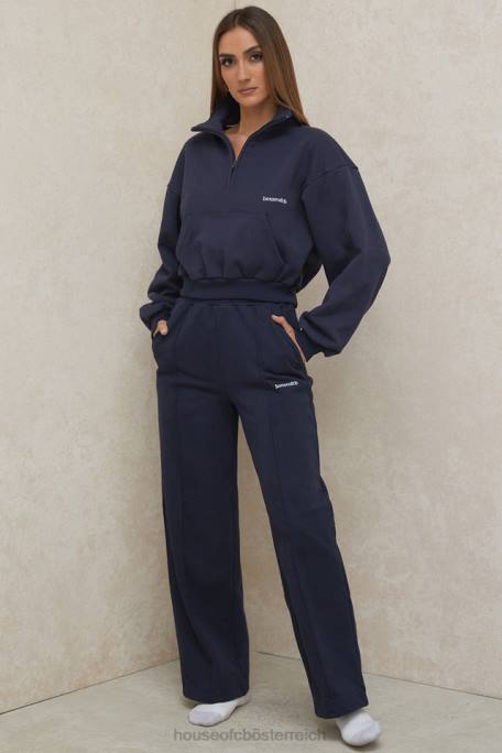 House of CB Kleidung Z26T1001 Dina Navy Jogginghose mit geradem Bein