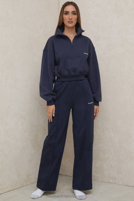 House of CB Kleidung Z26T1001 Dina Navy Jogginghose mit geradem Bein