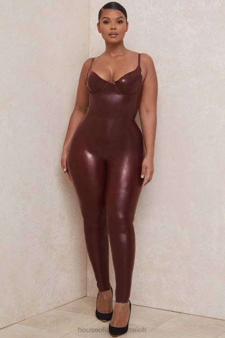 House of CB Kleidung Z26T1003 Lia Raisin Latex-Leggings mit hoher Taille