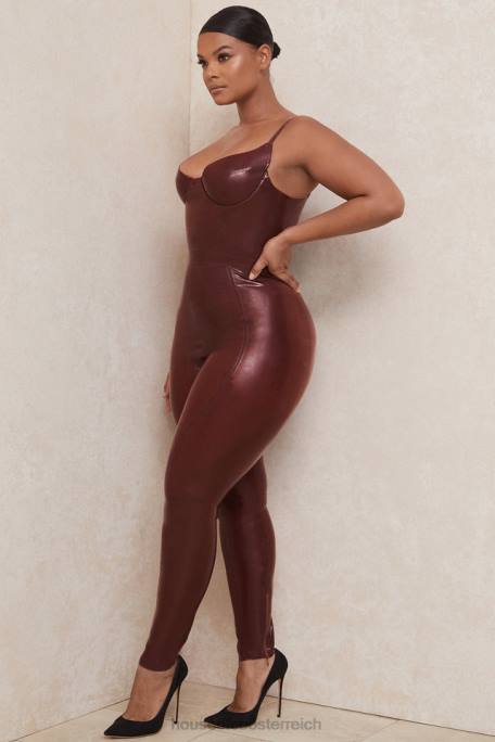 House of CB Kleidung Z26T1003 Lia Raisin Latex-Leggings mit hoher Taille