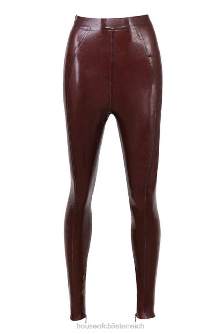 House of CB Kleidung Z26T1003 Lia Raisin Latex-Leggings mit hoher Taille