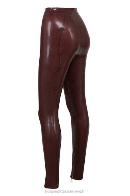 House of CB Kleidung Z26T1003 Lia Raisin Latex-Leggings mit hoher Taille