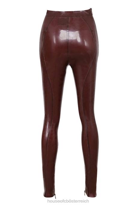 House of CB Kleidung Z26T1003 Lia Raisin Latex-Leggings mit hoher Taille