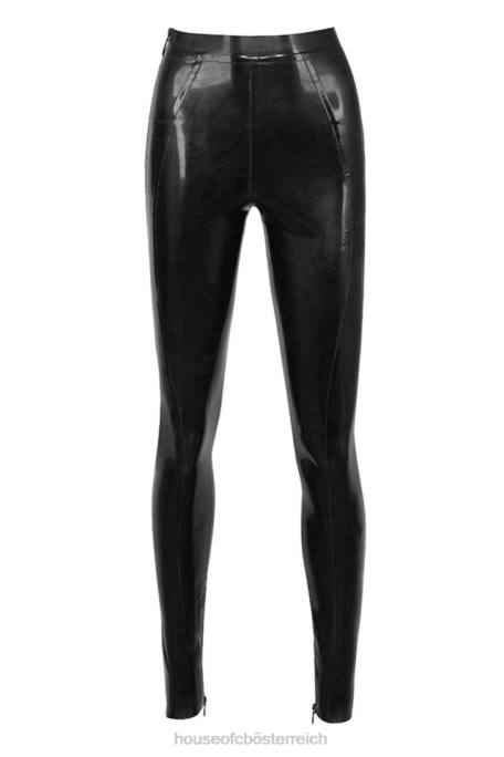 House of CB Kleidung Z26T1010 lia schwarze Latex-Leggings mit hoher Taille