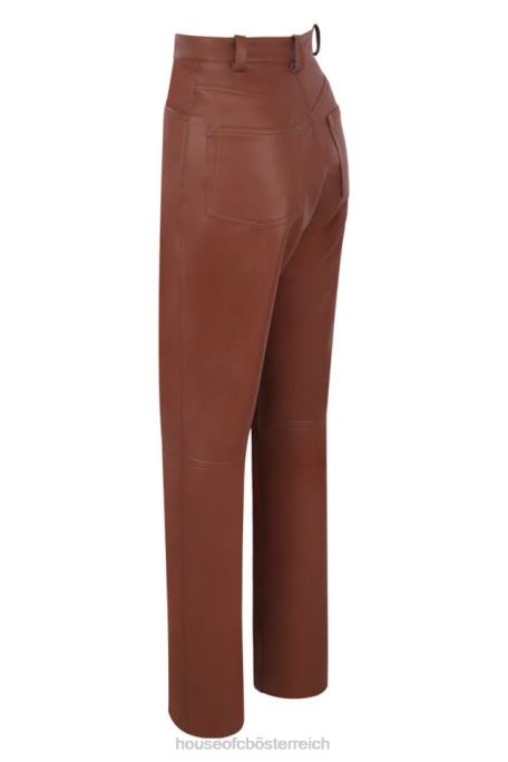 House of CB Kleidung Z26T1011 Inaya-hellbraune Stretch-Hose aus veganem Leder