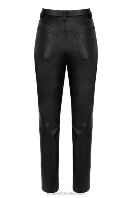 House of CB Kleidung Z26T1023 Inaya schwarze Stretch-Hose aus veganem Leder