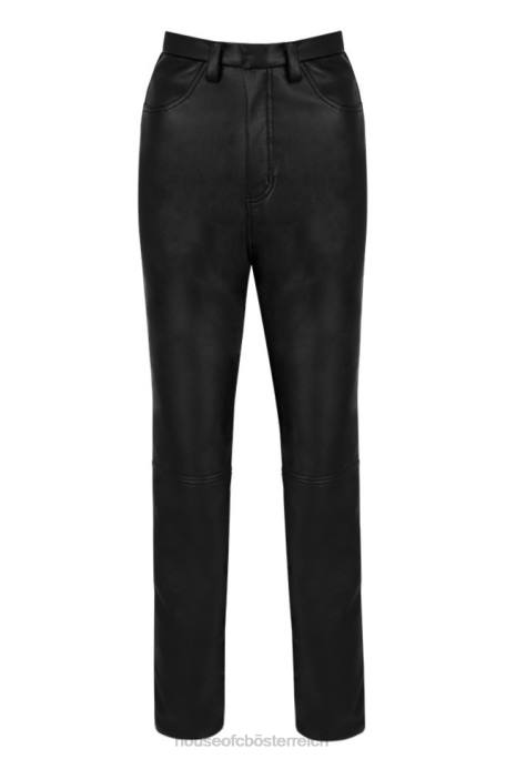 House of CB Kleidung Z26T1023 Inaya schwarze Stretch-Hose aus veganem Leder