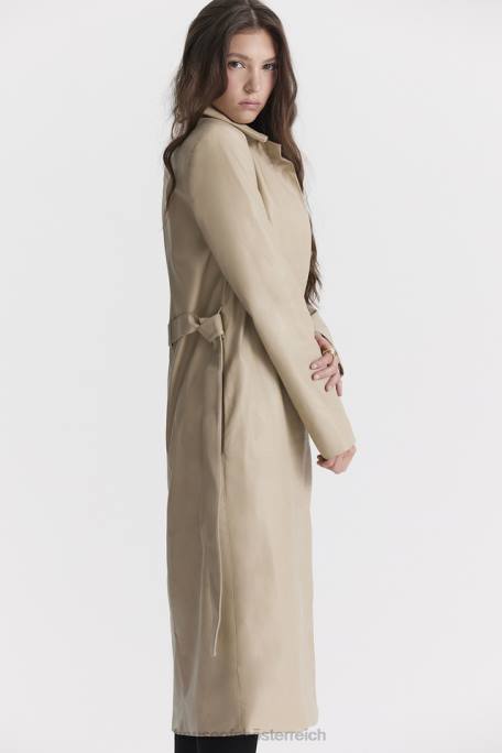 House of CB Kleidung Z26T1030 Ariel beige veganer Leder-Trenchcoat