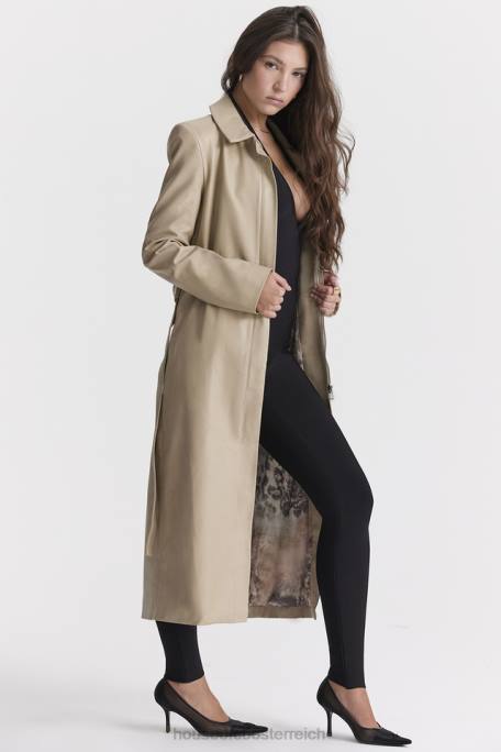 House of CB Kleidung Z26T1030 Ariel beige veganer Leder-Trenchcoat