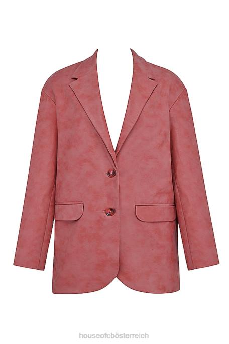 House of CB Kleidung Z26T1031 Kiera warmrosa übergroßer Blazer aus veganem Leder