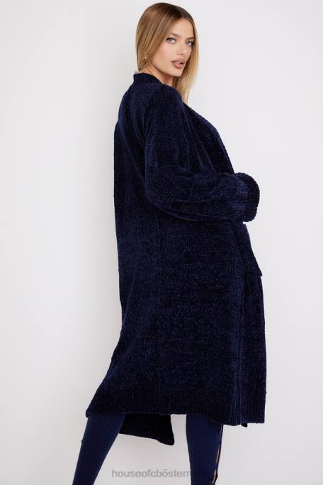 House of CB Kleidung Z26T1044 Celine Navy Chenille Slouchy Cardigan