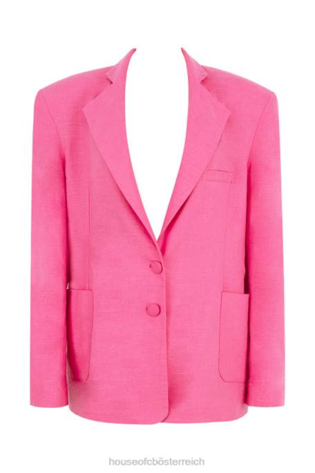 House of CB Kleidung Z26T1051 Domina Pinker übergroßer Blazer aus Leinenmischung