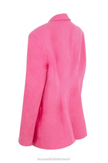 House of CB Kleidung Z26T1051 Domina Pinker übergroßer Blazer aus Leinenmischung