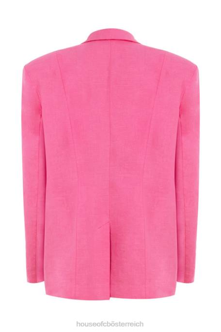 House of CB Kleidung Z26T1051 Domina Pinker übergroßer Blazer aus Leinenmischung