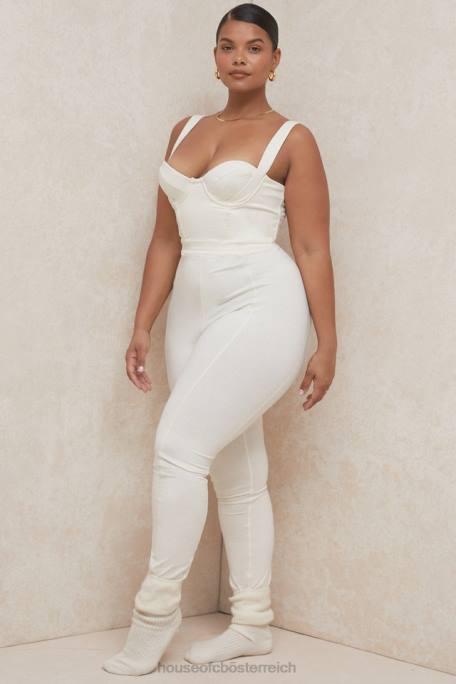 House of CB Kleidung Z26T1058 Mallen Flüsterweißer Stretch-Jersey-Jumpsuit