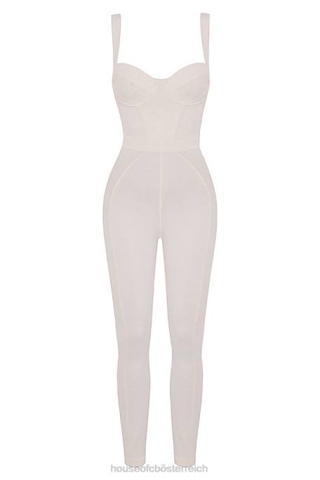 House of CB Kleidung Z26T1058 Mallen Flüsterweißer Stretch-Jersey-Jumpsuit