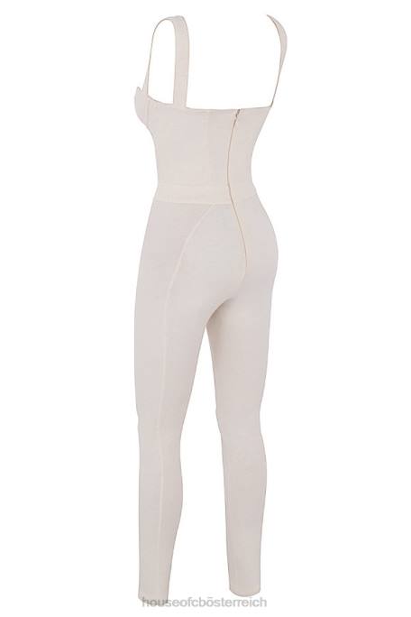 House of CB Kleidung Z26T1058 Mallen Flüsterweißer Stretch-Jersey-Jumpsuit