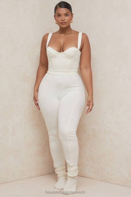 House of CB Kleidung Z26T1058 Mallen Flüsterweißer Stretch-Jersey-Jumpsuit