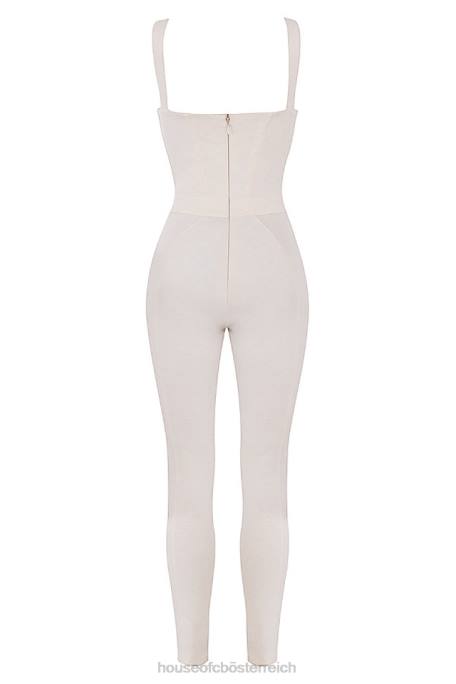 House of CB Kleidung Z26T1058 Mallen Flüsterweißer Stretch-Jersey-Jumpsuit