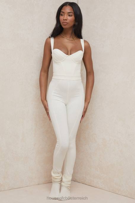 House of CB Kleidung Z26T1058 Mallen Flüsterweißer Stretch-Jersey-Jumpsuit