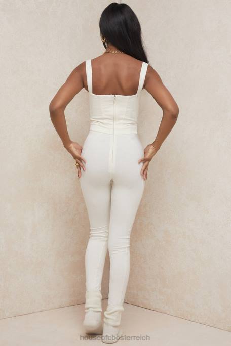 House of CB Kleidung Z26T1058 Mallen Flüsterweißer Stretch-Jersey-Jumpsuit