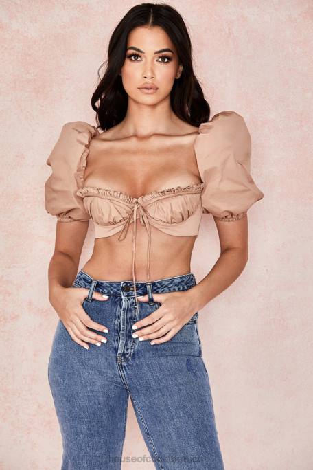 House of CB Kleidung Z26T107 Hedy Camel Bustier mit Puffärmeln