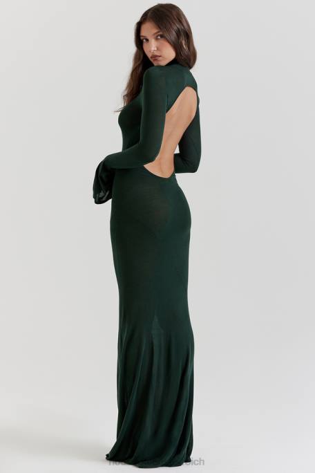 House of CB Kleidung Z26T114 Sancha Forest Green Strick-Maxikleid