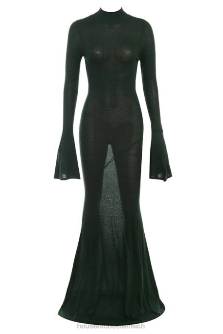 House of CB Kleidung Z26T114 Sancha Forest Green Strick-Maxikleid