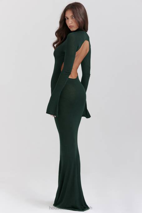 House of CB Kleidung Z26T114 Sancha Forest Green Strick-Maxikleid