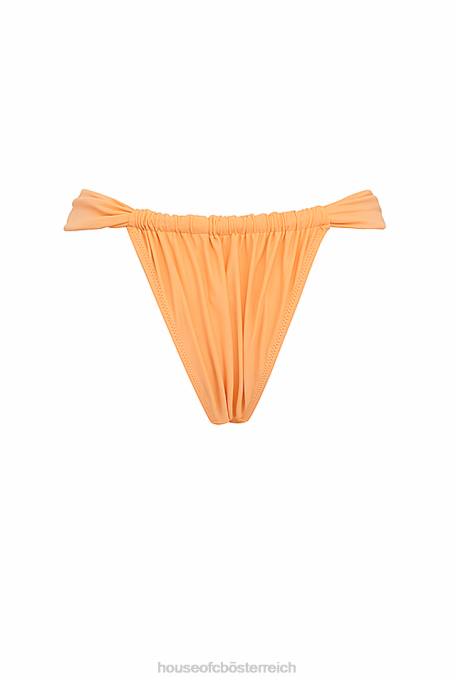 House of CB Kleidung Z26T1168 Hellorange geraffte Bikinihose mit hohem Beinausschnitt „athens“