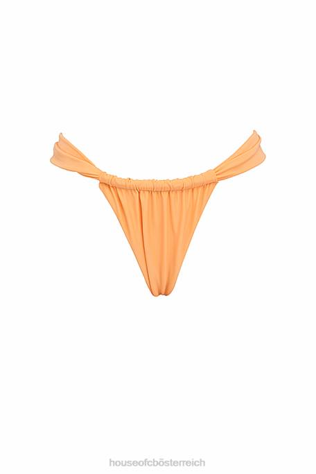 House of CB Kleidung Z26T1168 Hellorange geraffte Bikinihose mit hohem Beinausschnitt „athens“