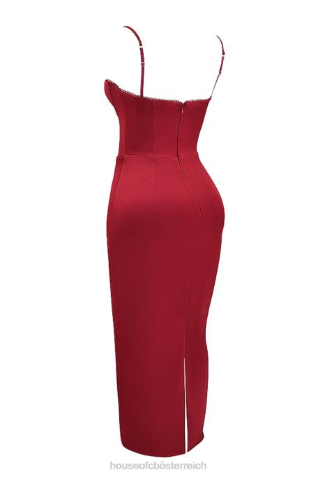 House of CB Kleidung Z26T117 Stefania Ruby Korsett-Maxikleid