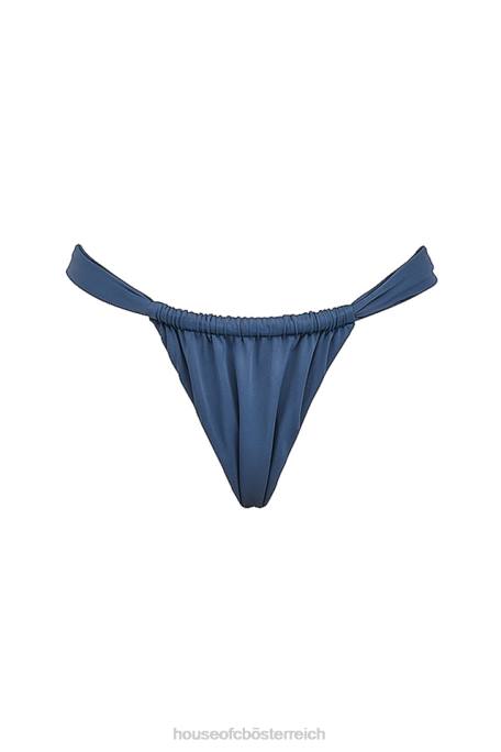 House of CB Kleidung Z26T1176 Tiefblaue geraffte Bikinihose mit hohem Beinausschnitt „athens“