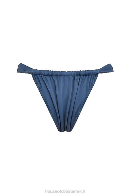 House of CB Kleidung Z26T1176 Tiefblaue geraffte Bikinihose mit hohem Beinausschnitt „athens“