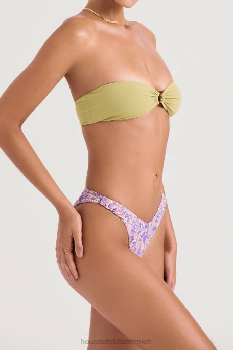 House of CB Kleidung Z26T1208 Geraffte Bikinihose mit Blumenmuster „Delphi Violet“