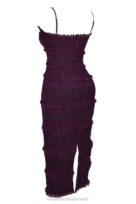 House of CB Kleidung Z26T121 Solana Grape-Pailletten-Korsettkleid mit Falten