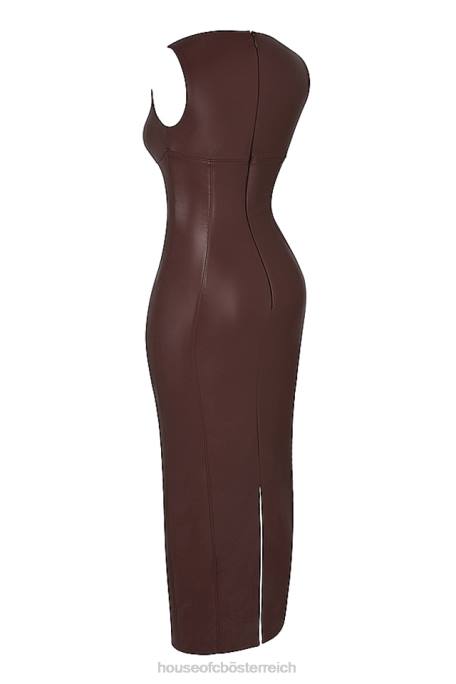 House of CB Kleidung Z26T122 Sahara-Cacao-Maxikleid aus veganem Leder