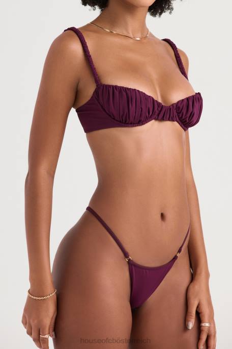 House of CB Kleidung Z26T1222 Ravello Prune Tanga-Bikinihose mit hohem Beinausschnitt