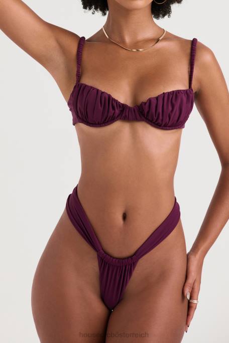 House of CB Kleidung Z26T1224 Cassis-Prune-Bikinioberteil mit Rüschen