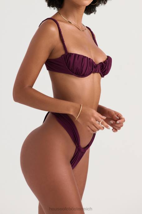 House of CB Kleidung Z26T1224 Cassis-Prune-Bikinioberteil mit Rüschen