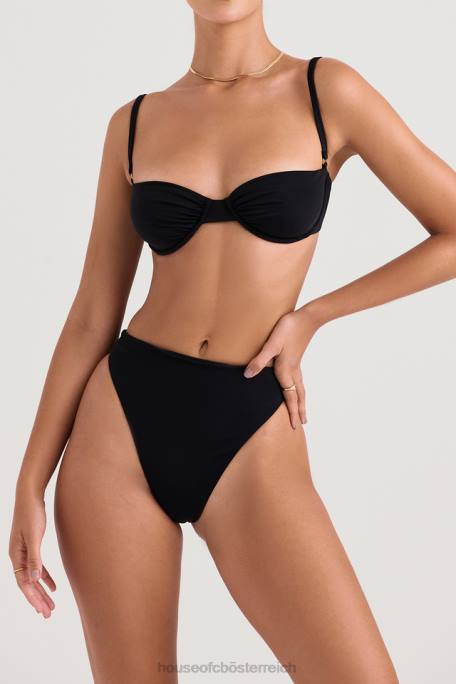 House of CB Kleidung Z26T1234 Schwarzes Mykonos-Bikiniunterteil mit hoher Taille