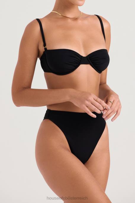 House of CB Kleidung Z26T1234 Schwarzes Mykonos-Bikiniunterteil mit hoher Taille