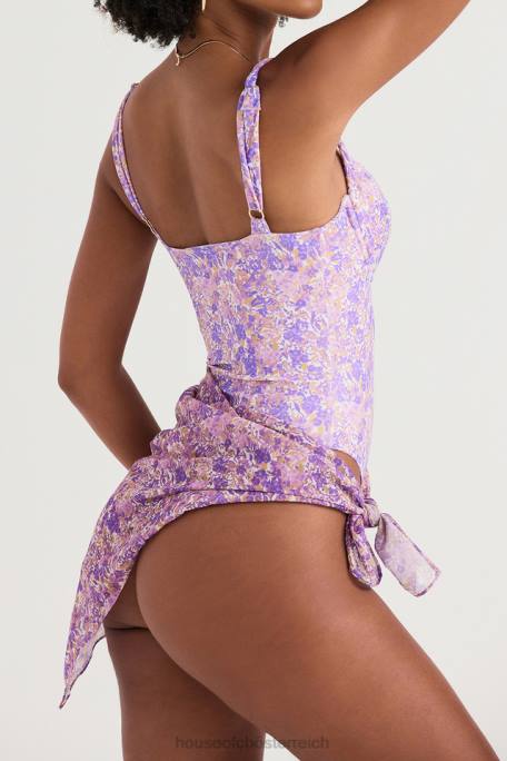 House of CB Kleidung Z26T1236 Paros Mehrzweckschal mit violettem Blumenmuster