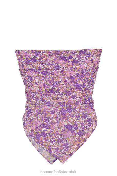 House of CB Kleidung Z26T1236 Paros Mehrzweckschal mit violettem Blumenmuster