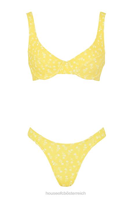 House of CB Kleidung Z26T1237 Mariposa gelb-weißer Bikini mit Blumendruck