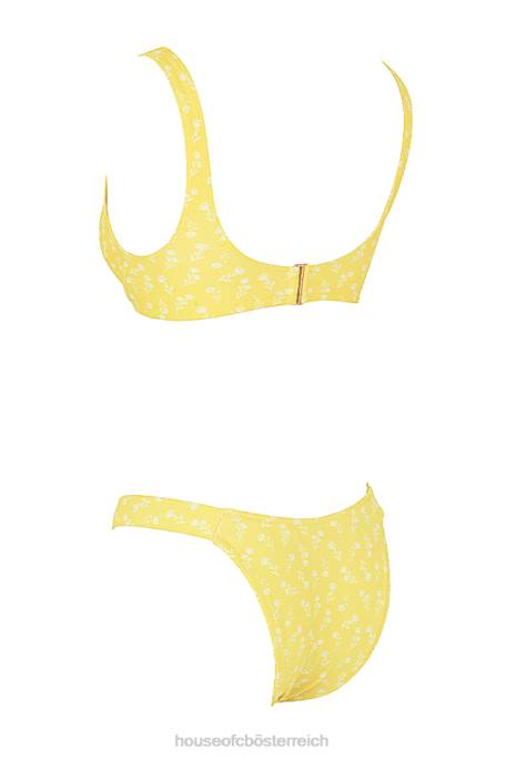 House of CB Kleidung Z26T1237 Mariposa gelb-weißer Bikini mit Blumendruck