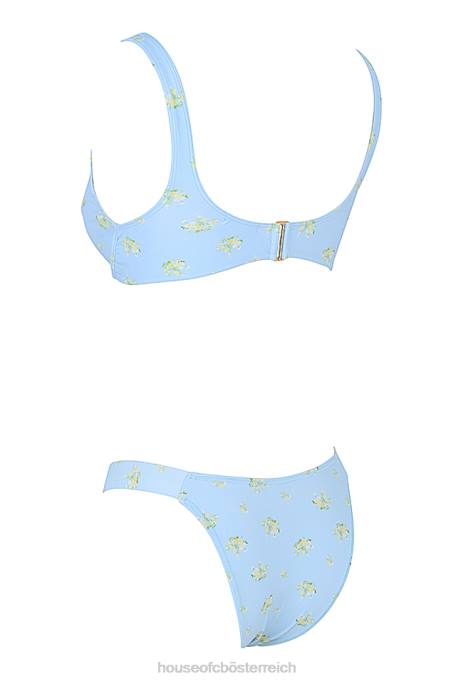 House of CB Kleidung Z26T1238 Babyblauer Mariposa-Bikini mit Blumenmuster