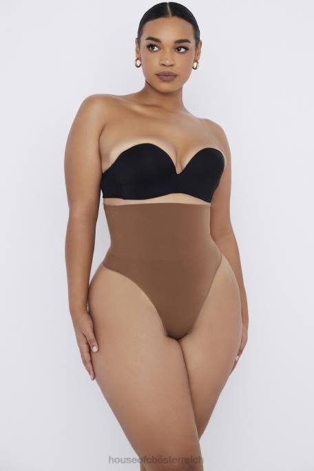 House of CB Kleidung Z26T1268 Modellierender Tanga mit hoher Taille in Mokka