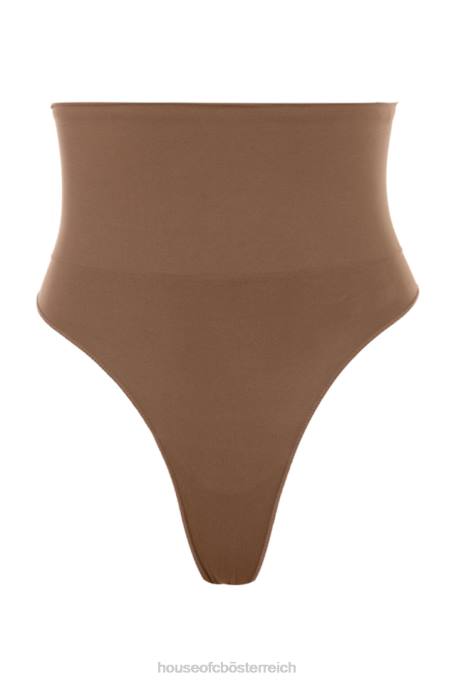 House of CB Kleidung Z26T1268 Modellierender Tanga mit hoher Taille in Mokka